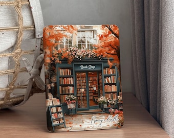 All new Kindle Cover 2024, Vintage Bookshop Design, Paperwhite 11th 6.8, Kindle Oasis, Colorsoft, Kobo Case, Custom Name, Auto Wake/Sleep