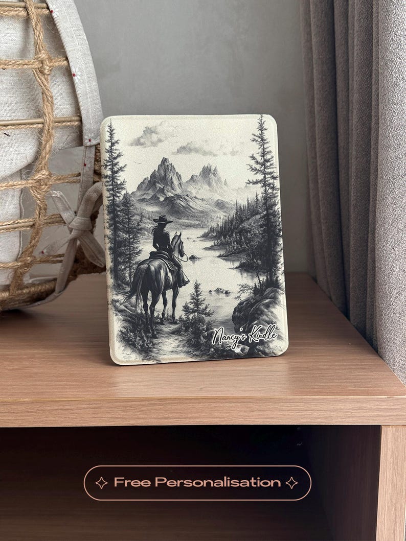 Long Live Cowgirl Kindle case, compatible with Paperwhite 11th Gen (6.8”), Kindle Oasis 11th Gen, and Kindle Colorsoft 7. Features a vintage-inspired design, auto wake/sleep function, and durable protection. Perfect as a unique gift for book lovers