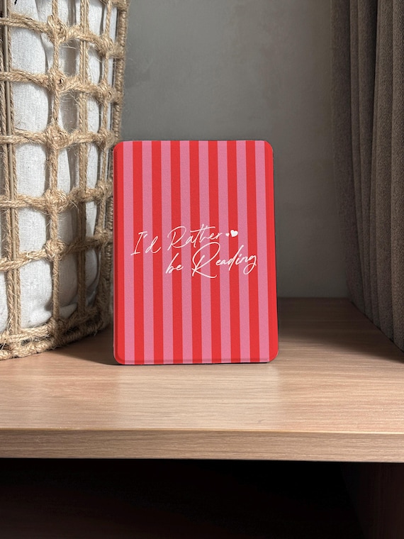 I'd Rather Be Reading Kindle Paperwhite Case with Strap, Red & Pink Bookish Cover for KoBo,Kindle Oasis, ColorSoft, Cute Gift for Book Lover