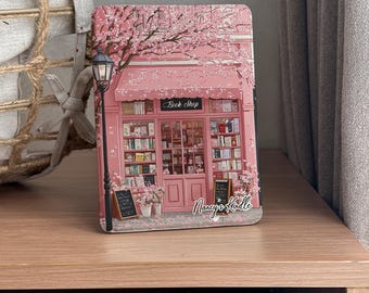 Sweet Pink Bookshop Kindle Case 2024, Custom Name Paperwhite 11th 6.8, Kindle Oasis, Colorsoft, Kobo Cover, Auto Wake/Sleep, Cute Gift idea