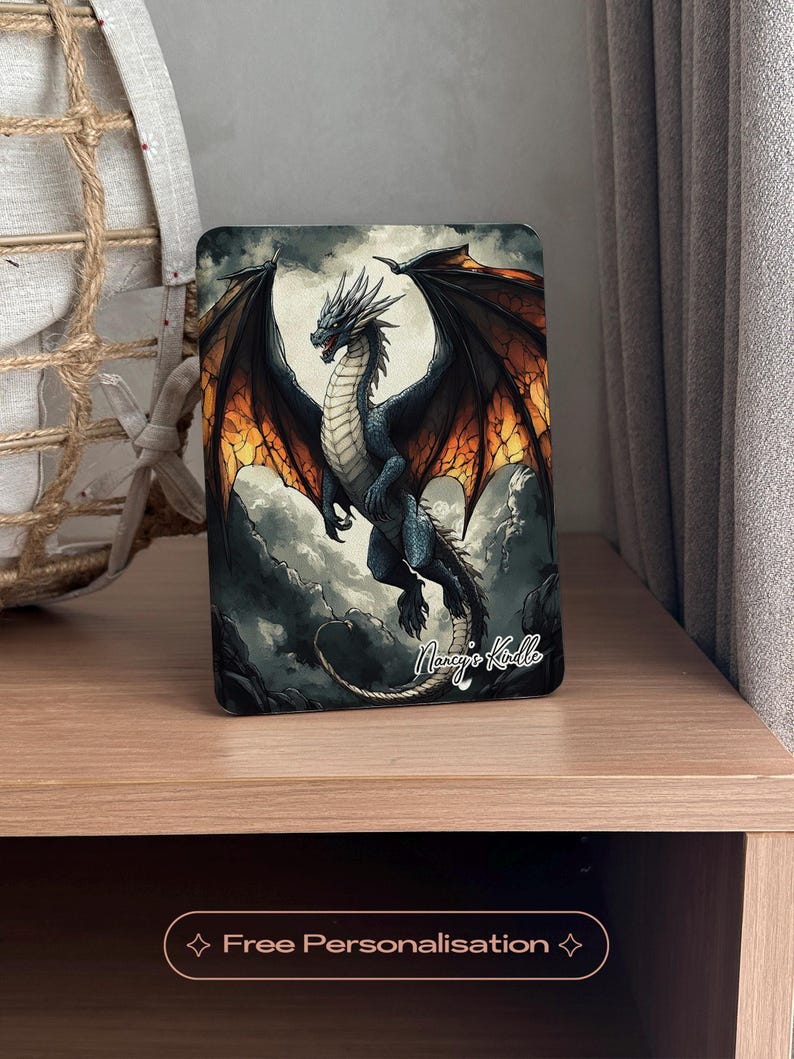 dragons-themed Kindle case, compatible with Paperwhite 11th 6.8, All-New Kindle 12th 2024, Kindle Oasis, Kobo. Features a fantasy-inspired design with auto wake/sleep functionality, offering stylish protection for book and dragon lovers