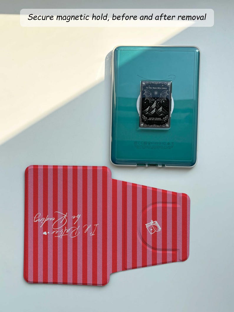 I'd Rather Be Reading Kindle Paperwhite Case with Strap, Red & Pink Bookish Cover for KoBo,Kindle Oasis, ColorSoft, Cute Gift for Book Lover LR MagClear Case