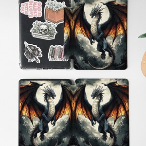 dragons-themed Kindle case, compatible with Paperwhite 11th 6.8, All-New Kindle 12th 2024, Kindle Oasis, Kobo. Features a fantasy-inspired design with auto wake/sleep functionality, offering stylish protection for book and dragon lovers