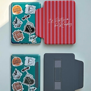 I'd Rather Be Reading Kindle Paperwhite Case with Strap, Red & Pink Bookish Cover for KoBo,Kindle Oasis, ColorSoft, Cute Gift for Book Lover ClearMag Detach Case