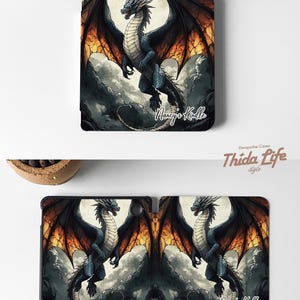 dragons-themed Kindle case, compatible with Paperwhite 11th 6.8, All-New Kindle 12th 2024, Kindle Oasis, Kobo. Features a fantasy-inspired design with auto wake/sleep functionality, offering stylish protection for book and dragon lovers