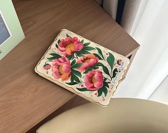 Étui pour Kindle avec dragonne pivoine : cadeau de lecture floral