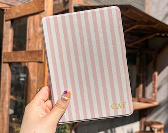 Personalized pink Stripe Kindle Paperwhite Case, Clear Back Cover