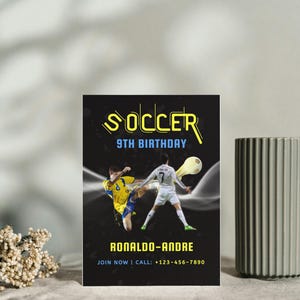Cartão de aniversário do Cristiano Ronaldo - Tema futebol para impressão - Download digital