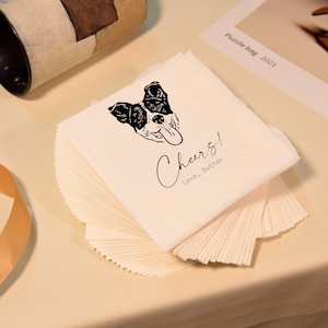 Tovaglioli per matrimonio / Cane illustrato personalizzato / Tovaglioli per fidanzamento personalizzati / Tovaglioli per animali domestici disegnati a mano / Tovaglioli di carta personalizzati / Tovaglioli per cani