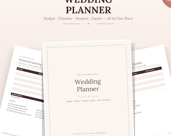 Wedding Planner Printable | Wedding Budget Tracker | Editable Excel + PDF | Vendor Comparison | Guest List | Instant Download