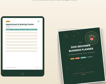 Dog Groomer Business Planner | Pet Grooming Client & Booking Tracker | Editable Excel + PDF | Instant Download