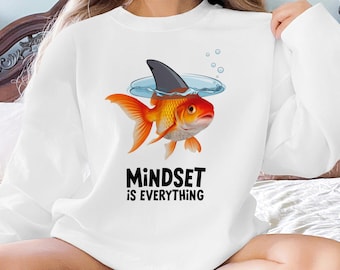 Mindset is Everything Printable PNG File, Motivational Digital Download, Inspirational Quote Wall Art, Shark Goldfish Print
