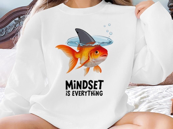 Mindset is Everything Printable PNG File, Motivational Digital Download, Inspirational Quote Wall Art, Shark Goldfish Print