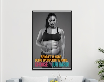 Motivational Fitness Quote Poster, Choose Your Hard Workout Wall Art, Digital PNG Download, Inspirational Gym Decor, Fitness Motivation