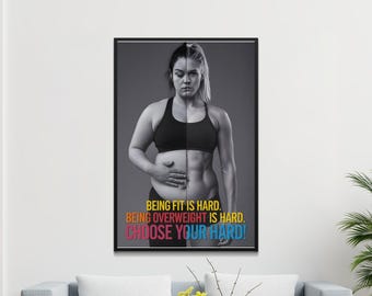 Motivational Fitness Quote Digital Download, Fitness Wall Art, Choose Your Hard Inspirational Poster, Gym Decor, Workout Motivation