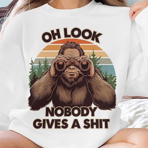 Funny Bigfoot Digital PNG File, Retro Style Sasquatch Clipart for T-Shirts, Mugs, Stickers, Unique Cryptid Art for Printing
