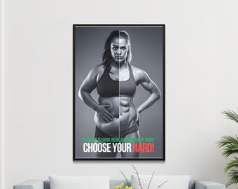 Motivational fitness quote digital download, Inspiring gym wall art, Fitness motivation poster, Choose your hard PNG file