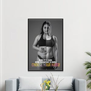 Motivational Fitness Poster, Choose Your Hard Quote, Digital Art Download, Inspirational Gym Wall Art, Workout Motivation Print