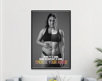 Motiverande fitnessaffisch, Välj ditt svåra citat, Digital konstnedladdning, Inspirerande gymväggkonst, Träningsmotivationstryck