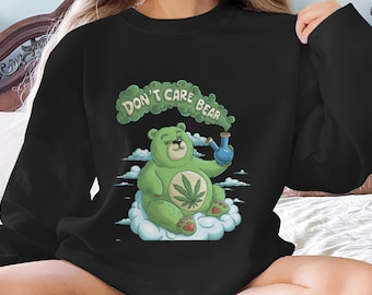 Funny Stoner Graphics, Weed Bear Digital Art, Cute Cannabis Bear Download, Marijuana Poster Print, Cute High Bear PNG