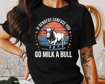 Diseño de toro divertido PNG digital, decoración "Go Milk a Bull", impresión humorística, arte descargable para tazas, ropa, pegatinas y más