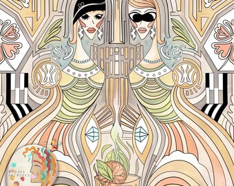 Naadloos art-decodivapatroon | Glamour uit de jaren 1920 (digitale download)