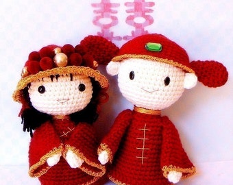 Amigurumi pattern - Chinese Wedding - 2 Crochet Amigurumi doll tutorial PDF