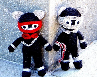 Ninja Cats in Actions - Crochet Amigurumi dolls  patterns / 2 versions