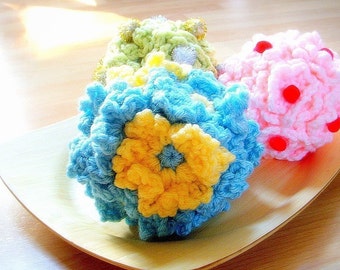 Crochet Decorative Flower Balls - 3 Crochet flowers patterns / PDF