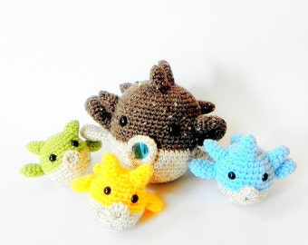 Amigurumi fish patterns - Mommy and babies puff fish - 2 Aniaml Crochet PDF