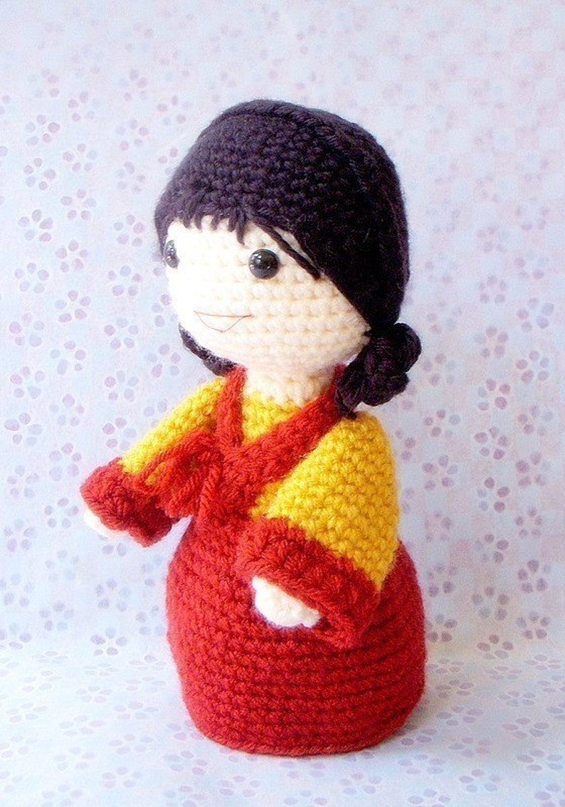 Crochet Amigurumi girl doll pattern PDF Mina