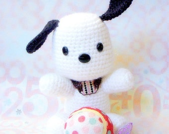 Amigurumi pattern - Black ears doggy - Crochet animal toy tutorial PDF