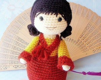 Mina -  Crochet Amigurumi girl doll pattern / PDF