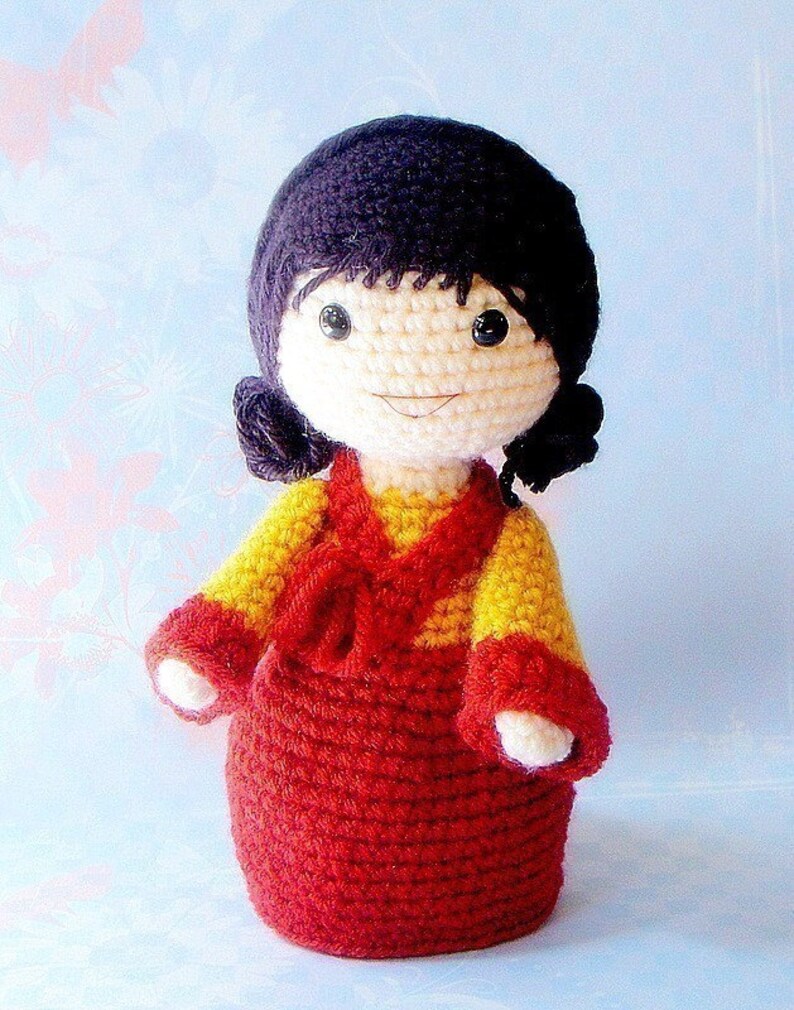 Crochet Amigurumi girl doll pattern PDF Mina