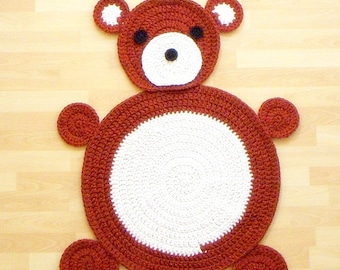 Crochet rug mat pattern - 36 inches x 28 inches Bear Children Play Mat Rug - tutorial PDF