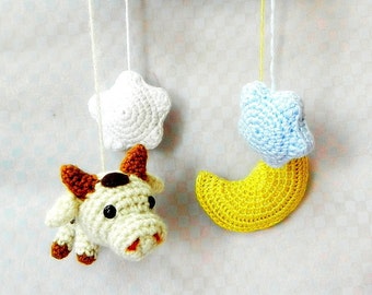 Amigurumi toy pattern - Cow N Moon - Crochet amigurumi Mobile tutorial PDF