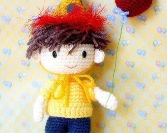 Amigurumi - Birthday Boy N his balloons - Crochet amigurumi doll patterns / tutorial PDF