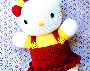 Amigurumi kitty pattern - 12.5 inches x 8 inches Huggy kitty -  Toy / doll pattern / PDF