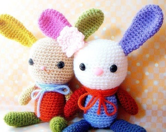 Amigurumi bunny pattern - Rainbow Bunny - Crochet  animal tutorial PDF