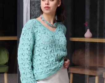 Thin cotton spring-summer blouse/women's top/lace jumper