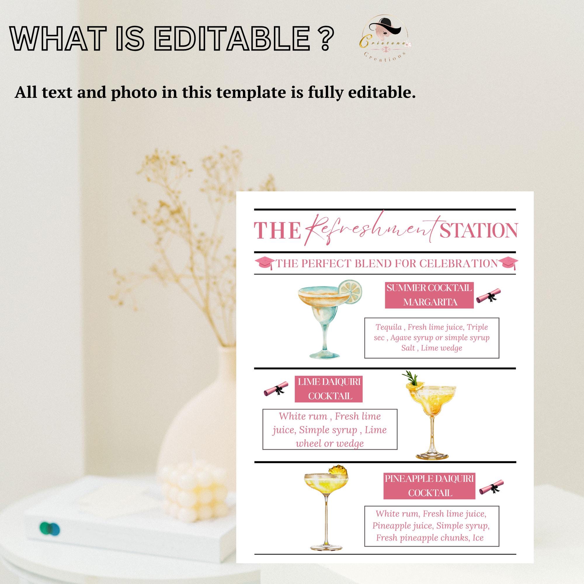 Graduation Bar Menu. Example Graduation Bar Menu Template, Signature Drinks Soda Station Sign, High ...