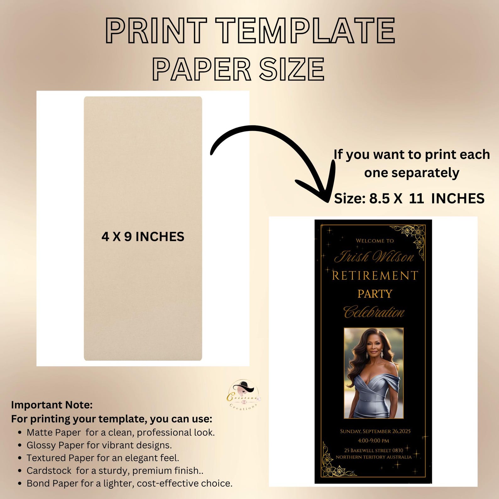 Retirement Party Program Template Black Gold Birthday Program Card With ...