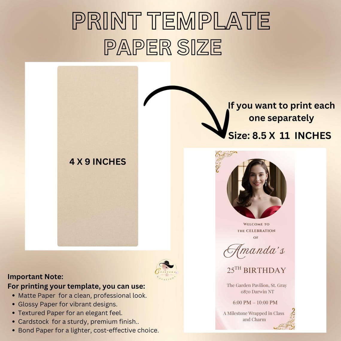 Pink Program Template With Photo, Event Program Card, Birthday Party ...