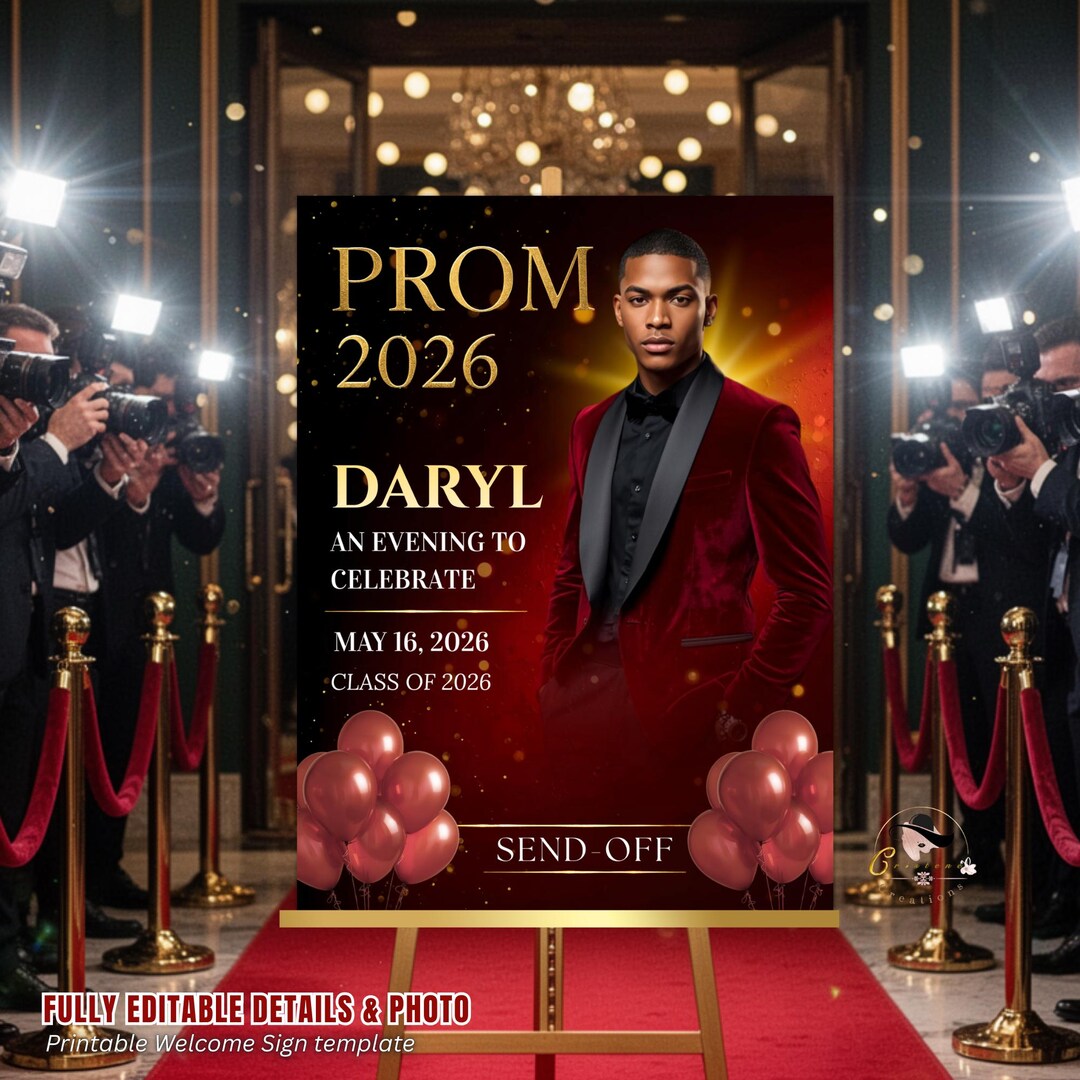 Post Prom Sign Boy Prom Send off Welcome Party Sign, Prom King Poster Sign With Photo ...
