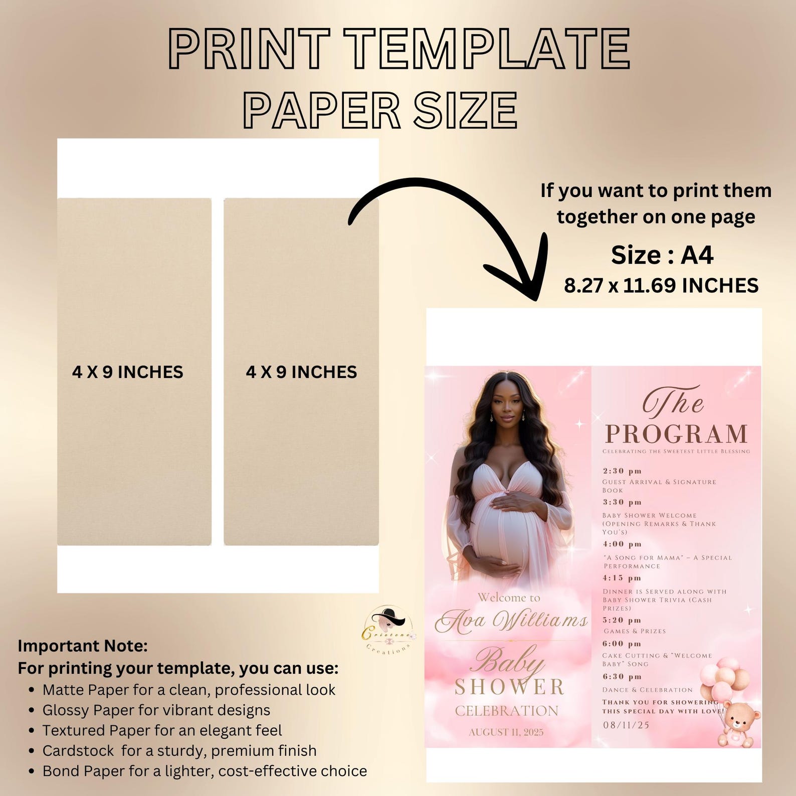 Editable Baby Shower Program Template With Photo Pink Baby Shower ...