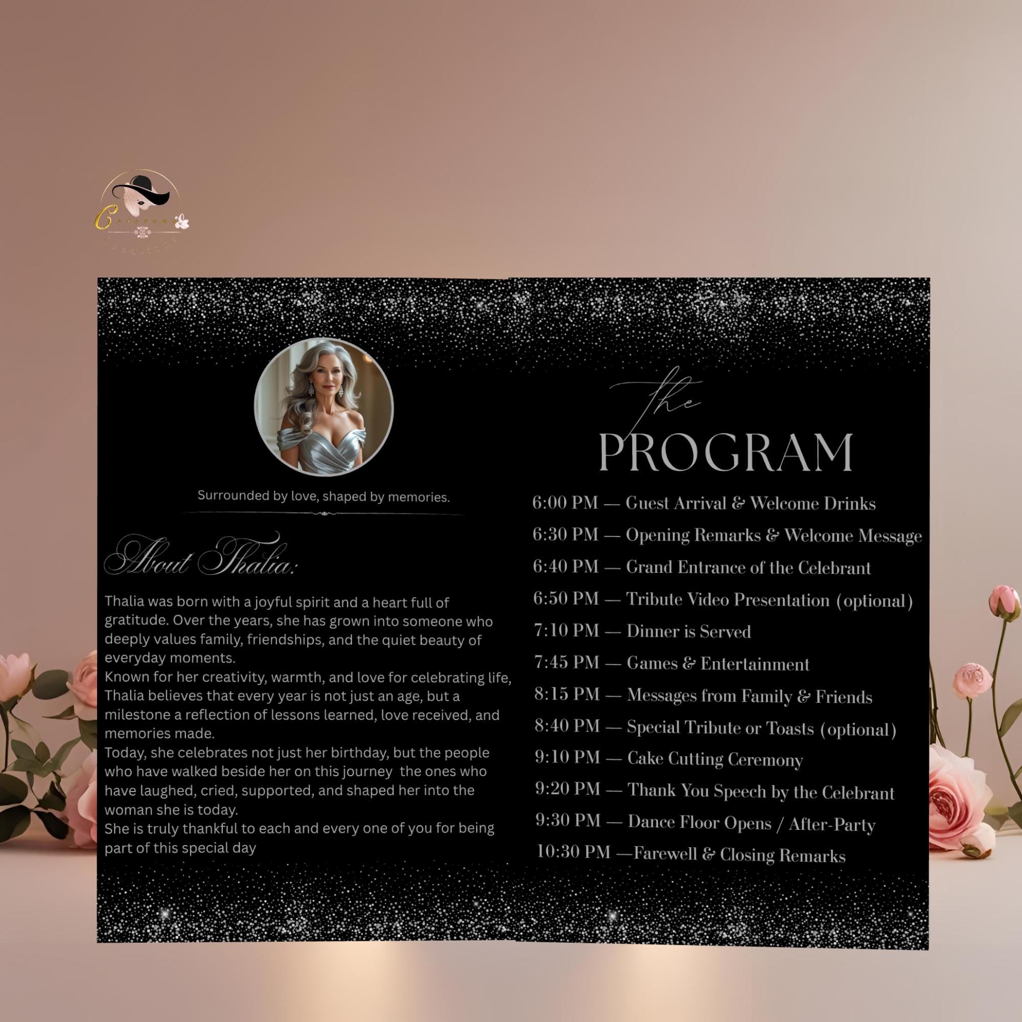 Black Silver Program Template With Photo, Bifold Event Program ...