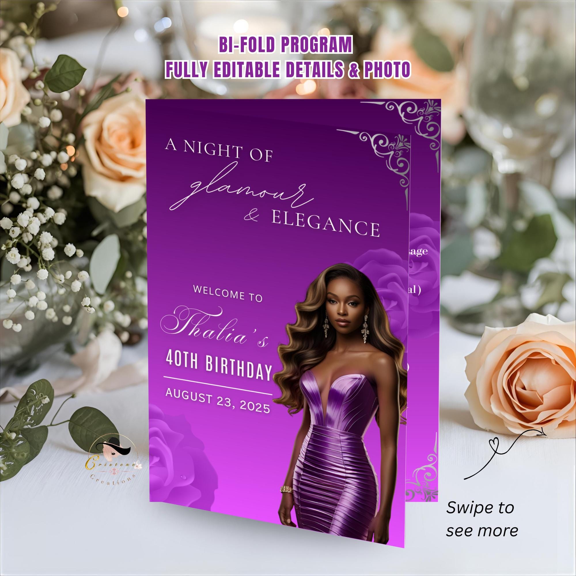Birthday Program Template With Photo, Bifold Event Program, Retirement ...