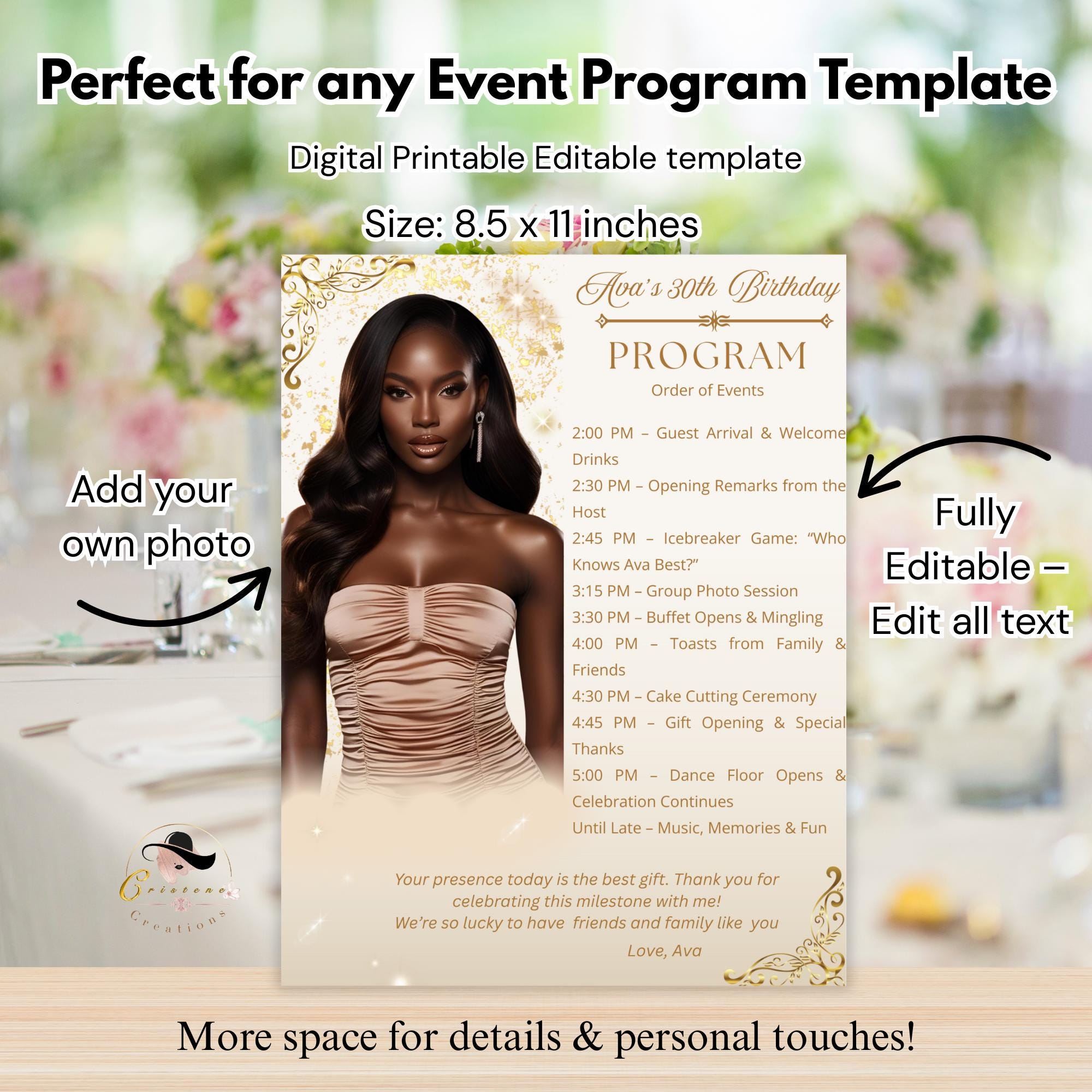 Birthday Party Program Template Bifold Event Programme, Elegant ...