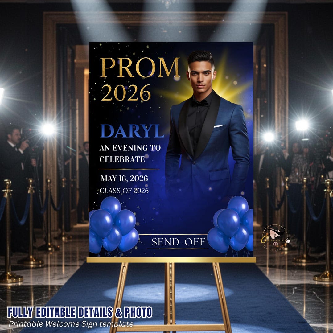 Prim Welcomesign Boy Prom Send off Welcome Party Sign, Prom King Poster Sign With Photo ...