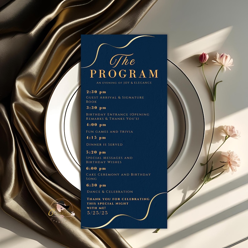Editable Menu and Program Template Birthday Party Menu Retirement ...